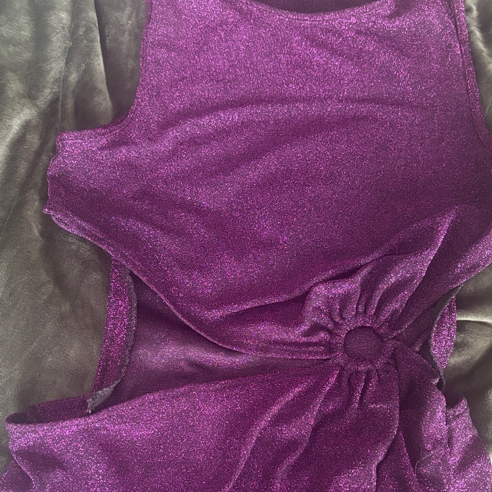 Motel Shimmery Plum Metallic cut out mini dress 🖤😎 - Picture 3 of 4